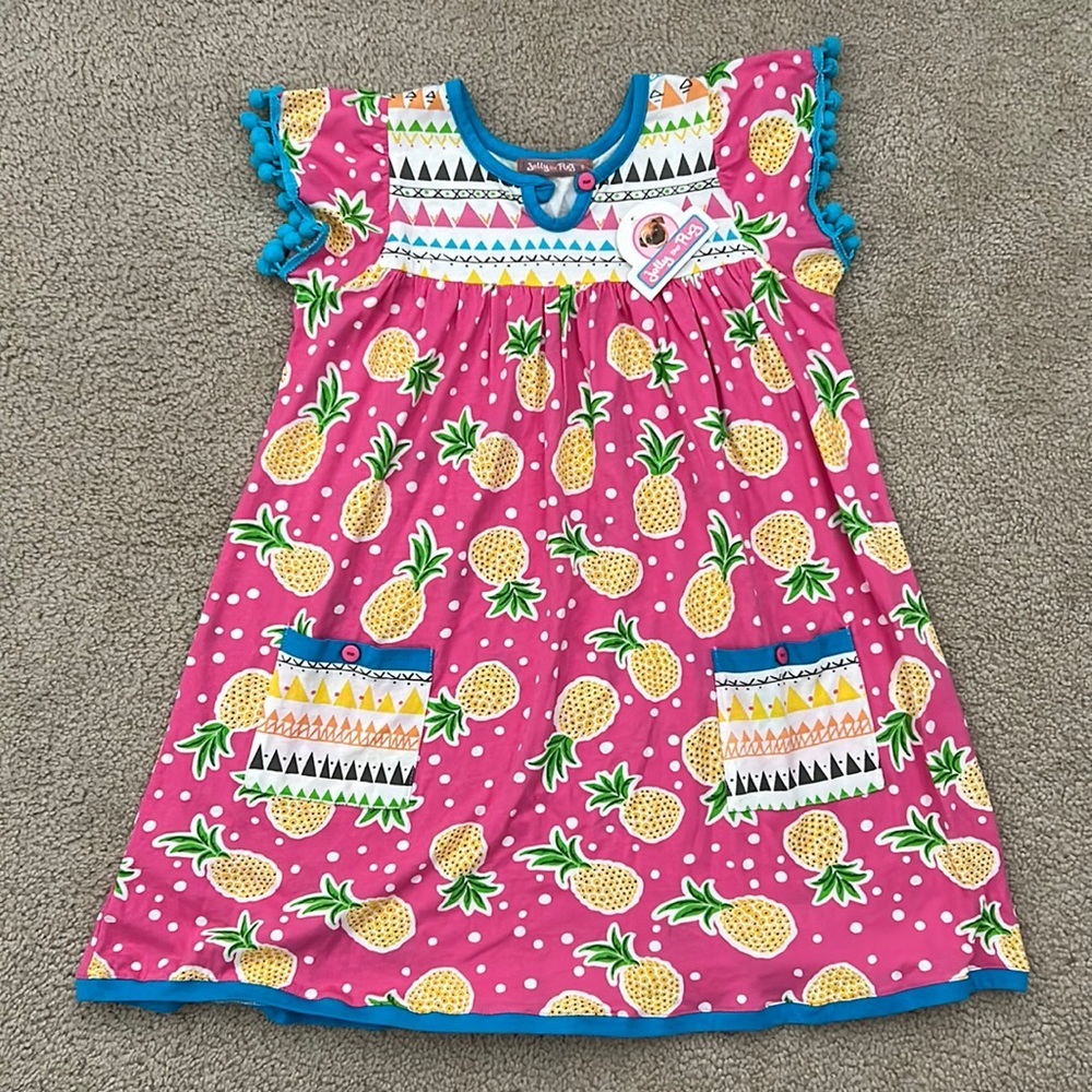 Jelly the Pug Pineapple Parfait Knit Dress Sz 8